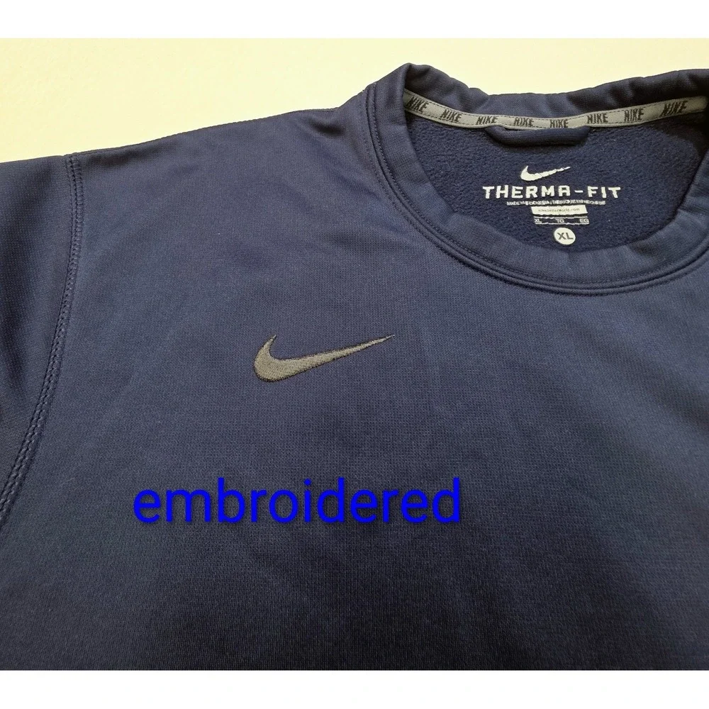Nike Therma-FIT‎ Pullover Shirt Mens XL Long Sleeve Crew Blue Gray Fleece Lined